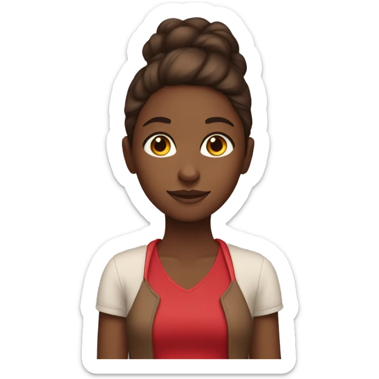 Brown hair and brown skin girl with red clothes sticker