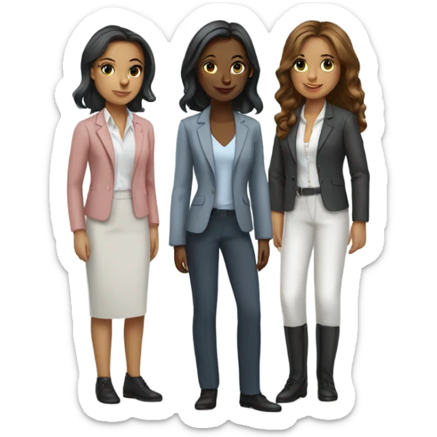 corporate team of girls with 4 girls sticker