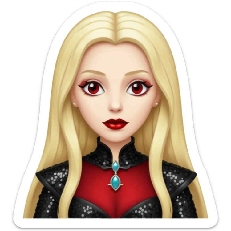 Countess Dracula with long blonde hair and black sequin outfit sticker