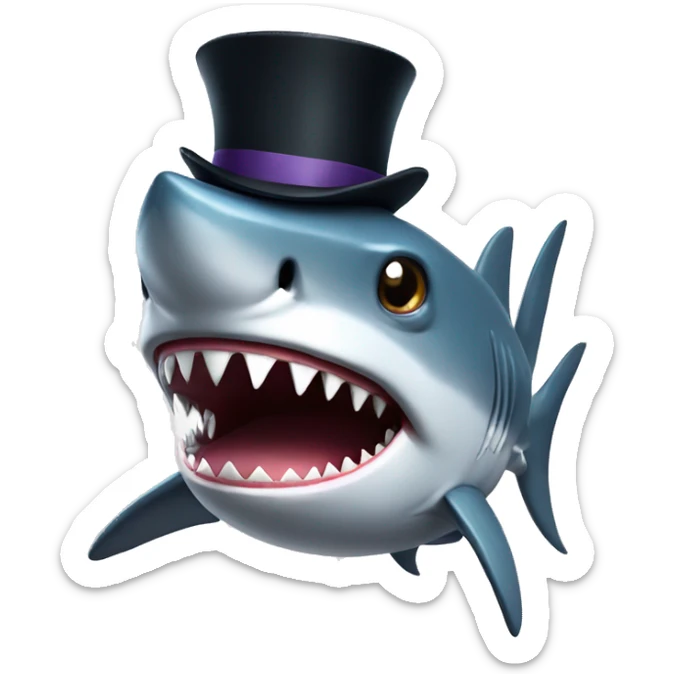 Shark with a top hat sticker