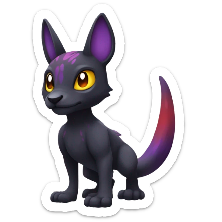 Cute cool dark black red purple yellow animal hybrid Fakemon full body sticker