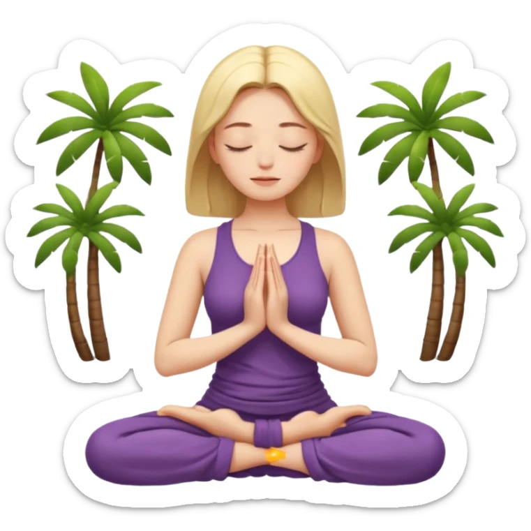 The figure of a bright woman in meditation (simple, abstract), closed eyes, palms are folded in front of the chest sticker