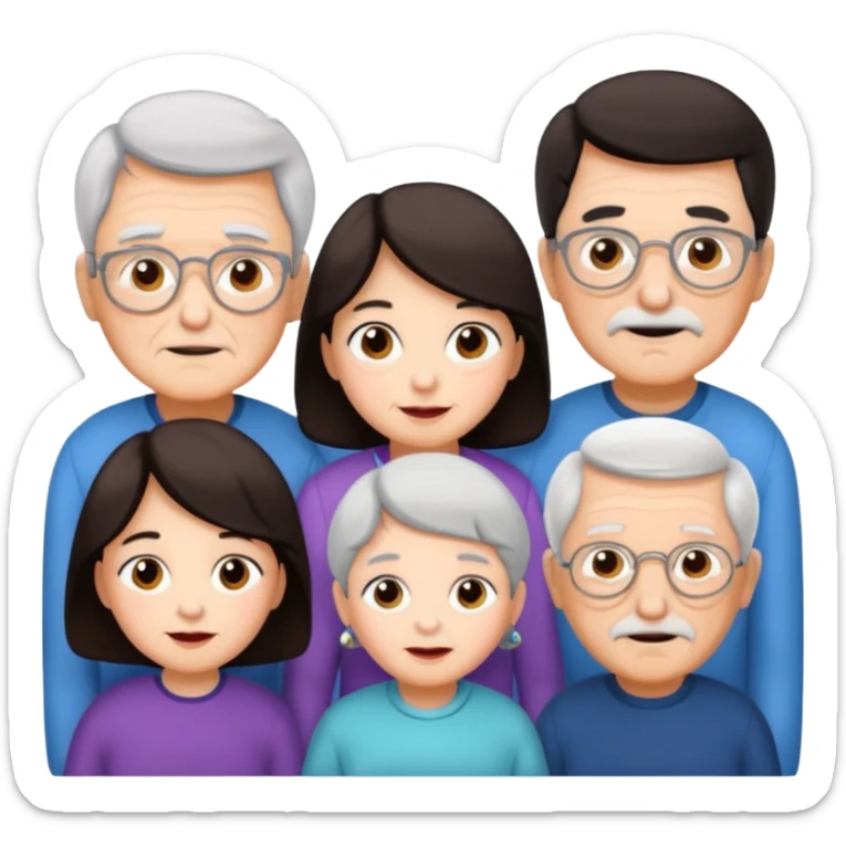 All white grandma and grandpa with 2 girls and 2 boys. The kids should have dark hair sticker