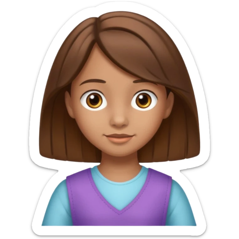 Une fille qui s’appelle Angèle aux cheveux marrons de neuf ans, qui adore les Capi, barra et aux yeux gris sticker