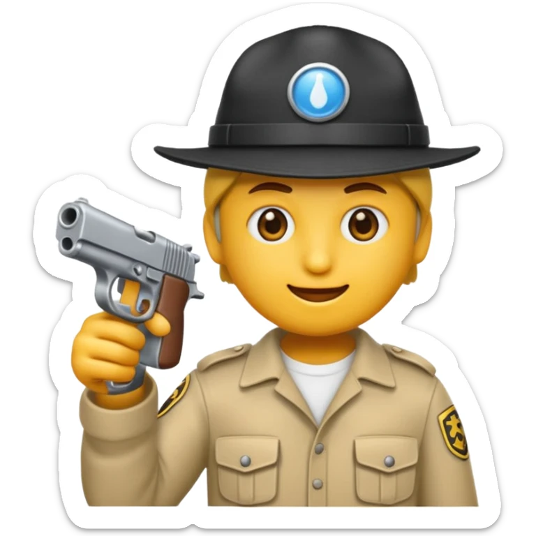 As un emoji blanco con una gorra y una garrafón un pistola y que tenga acepto gánster sticker