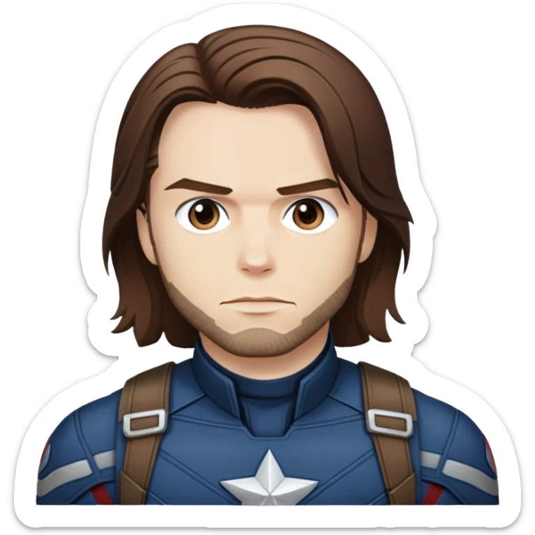 bucky barnes portrait marvel, brown hair from captain america: civil war sticker