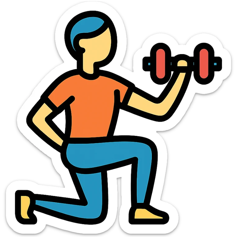 person working out, energetic, fitness, gym, modern icon style, bold lines, colorful sticker