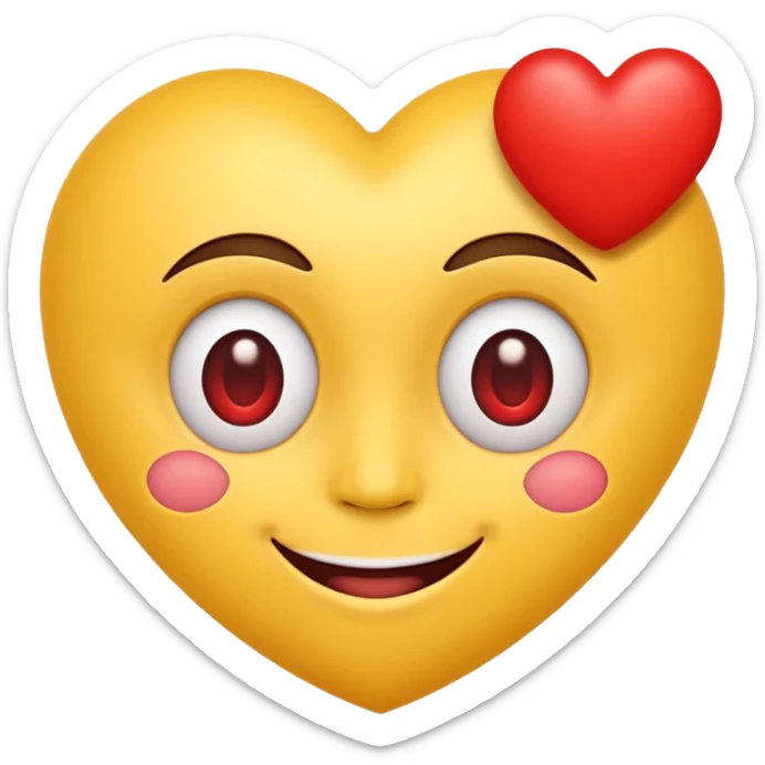 classic heart eyes emoji, yellow face, big red heart eyes, wide smile sticker