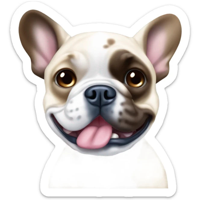 merle french bulldog with one blue eye and right brown eye and his tounge is out sticker