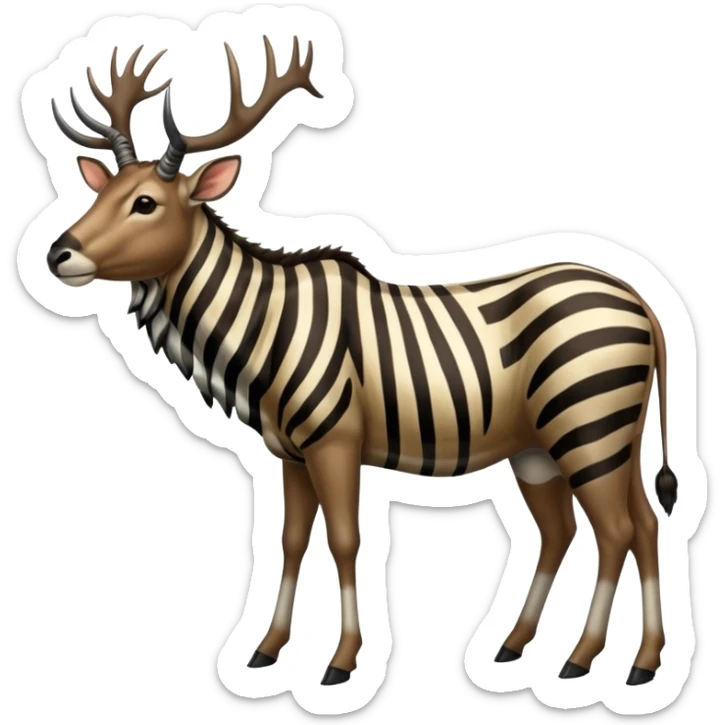 Wildebeest-Deer-zebra-ox-bull-gazelle-fusion-animal-hybrid-creature, full body sticker