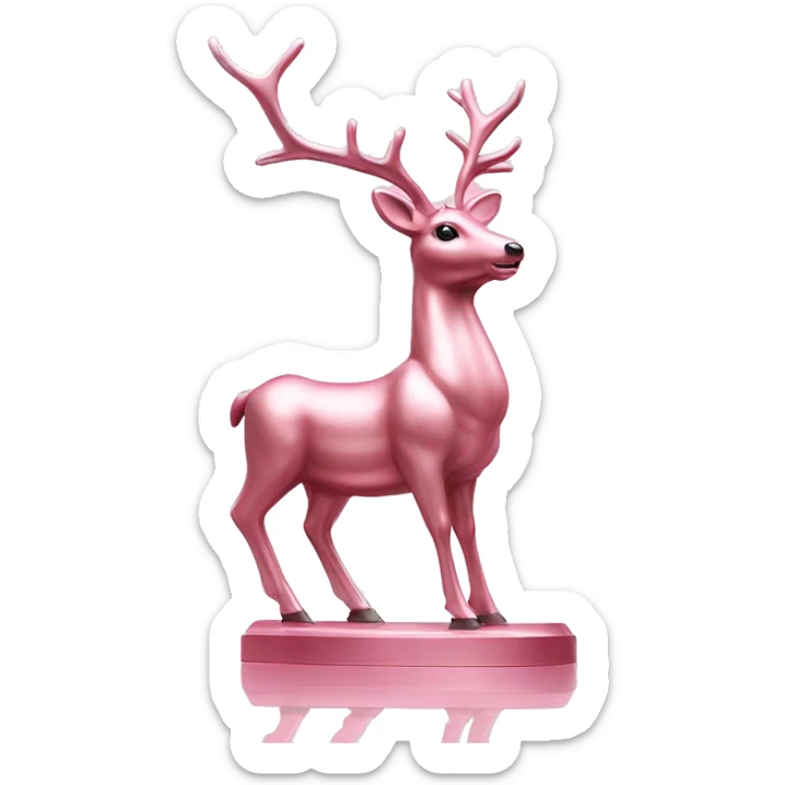 Feminine Reindeer statue made of pink shiny metal sticker