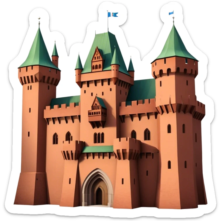 Cinematic Realistic Malbork Castle Landmark Emoji, depicted as an imposing medieval fortress rendered with rich detail and dramatic, historic lighting. sticker