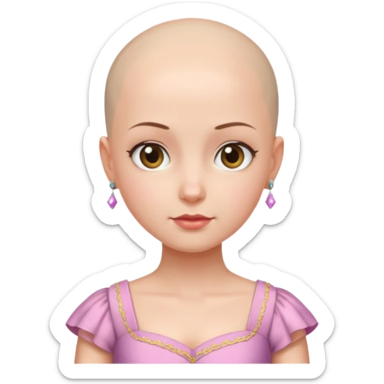 create pretty girl with bald head and pretty dress shot is waist close sticker