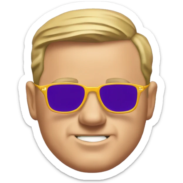 LSU football coach Brian Kelly but with a purple f sticker