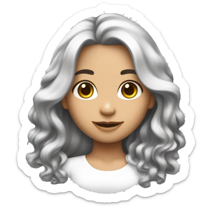 Crea un emoji de una chica de pelo ondulado color negro largo tes blanca  sticker