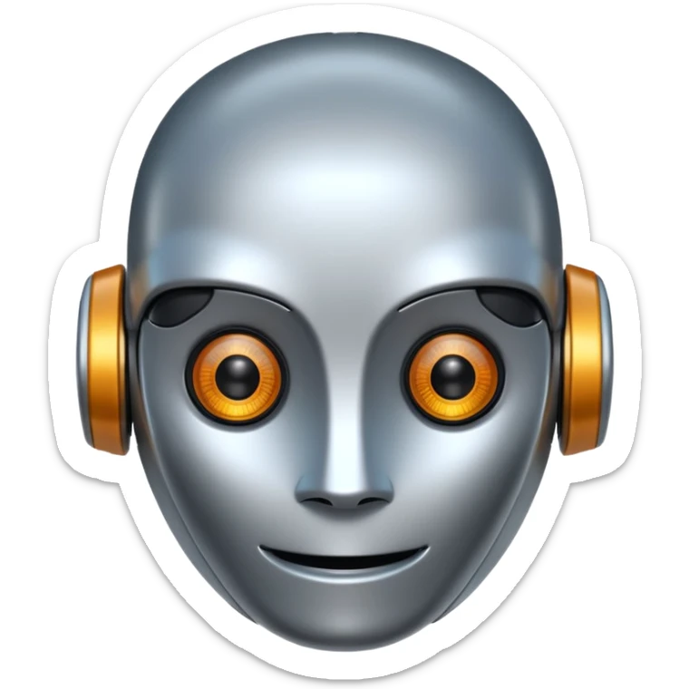 Crée-moi un robot sympathique, pour un chatbot moderne, je veux uniquement la tête sans le corps sticker