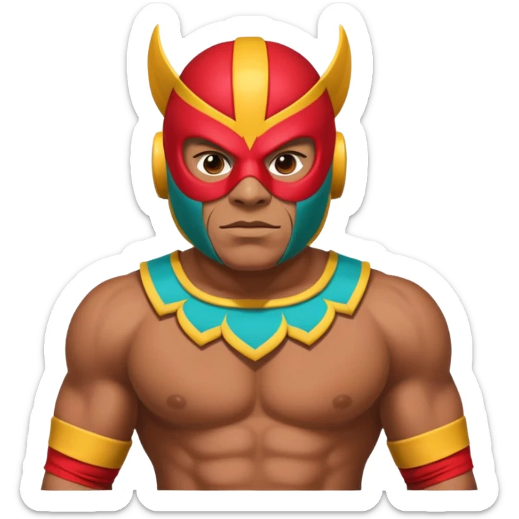 Mexican wrestler portrait, head and shoulders only, colorful luchador mask, muscular collar, confident expression, 3D cartoon, mobile game icon style, clean background, no text, no watermark
 sticker