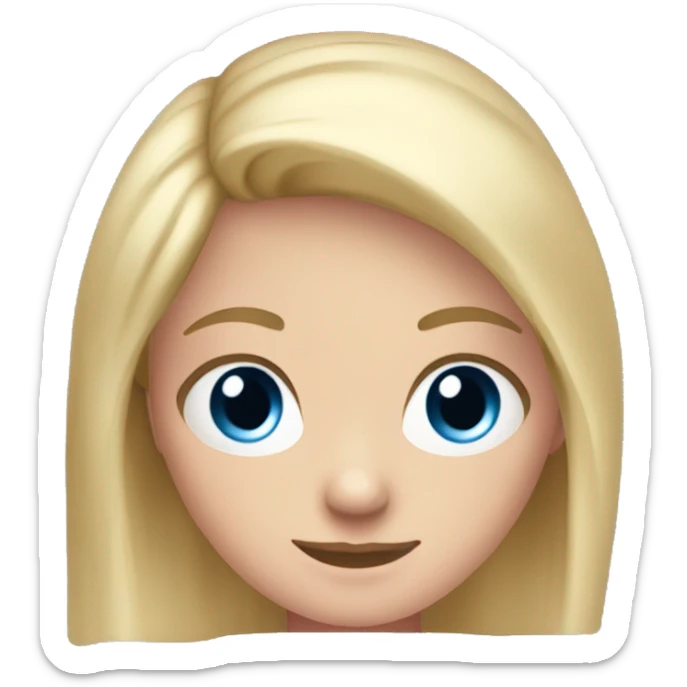 Blonde hair, blue eyes girl Age 13 hair just reaching her shoulders Wearing a pink top  sticker
