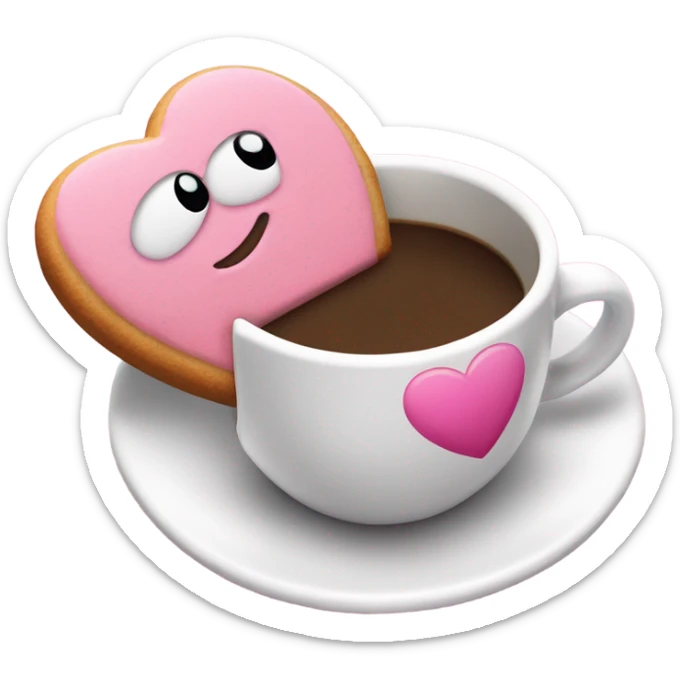 I want you to add the coffee cup emoji ☕️ next to this pink heart emoji💖 and the cookie chip emoji🍪 sticker