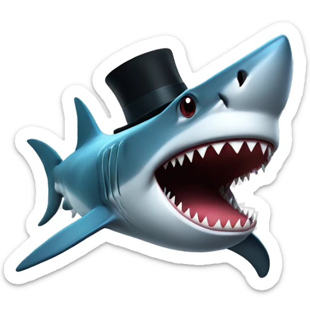 Shark with a top hat sticker