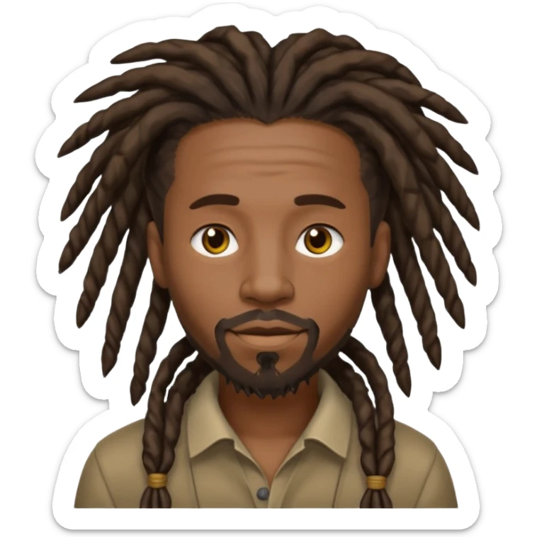 Hazme un emoji de un hombre negro con rastas y una pequeña perilla sin bigote sticker