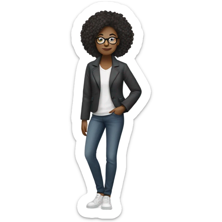 woman has a modern, minimalist look with natural hair, minimal makeup, and smart-casual outfits like jeans, blazers, and sneakers. She often wears a smartwatch or stylish glasses, balancing practicality and professionalism.






 sticker