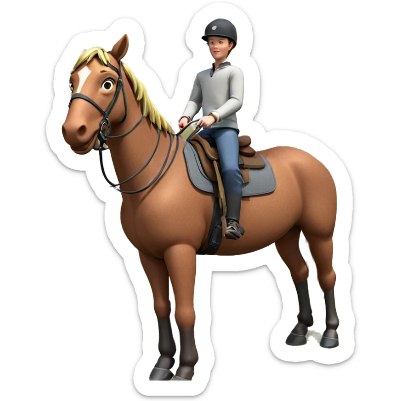boy riding horse outdoors sticker