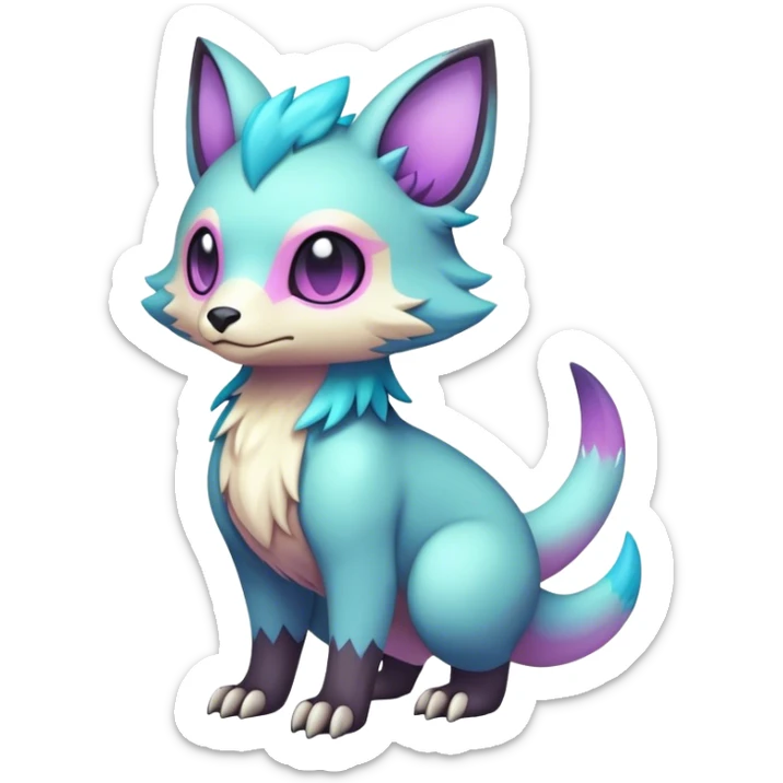 cool colorful dark pastel fantasy animal hybrid Fakemon full body sticker
