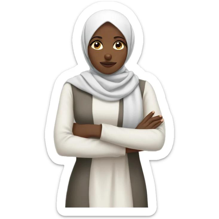 African hijabi sad crossing arms sticker