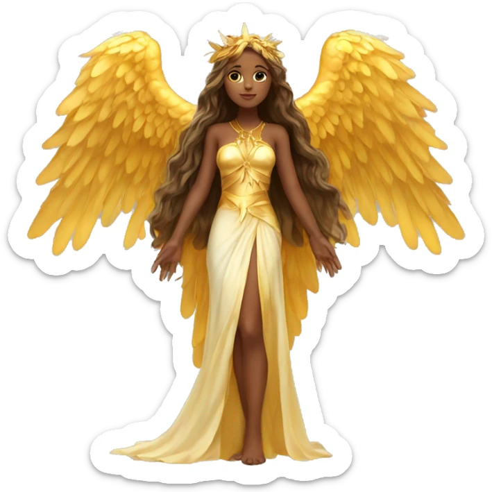 big wings, sun, gold, Beautiful, fairy, long hair sticker