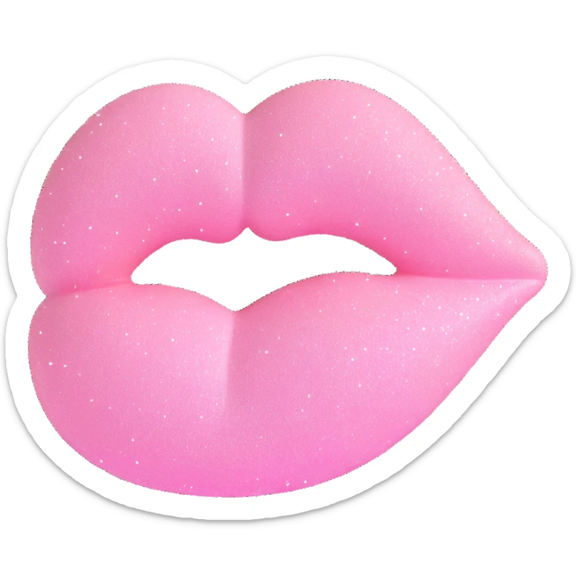 cute pastel pink kiss mark, glittery sparkles, dreamy and soft, 3D style sticker