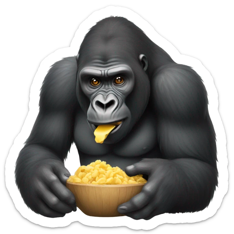 Gorilla eating sticker