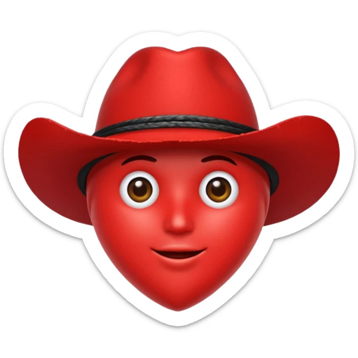 🫀ponle a este órgano corazón un sombrero de vaquero color negro encima  sticker