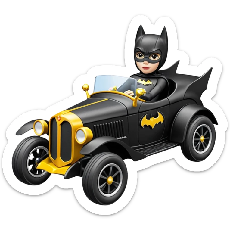 Hot wheels racing cartoons BatGirl’s 1932 stealth retro cat burglar sporty off-road pursuit mobile cruiser car (reclined seating position) sticker