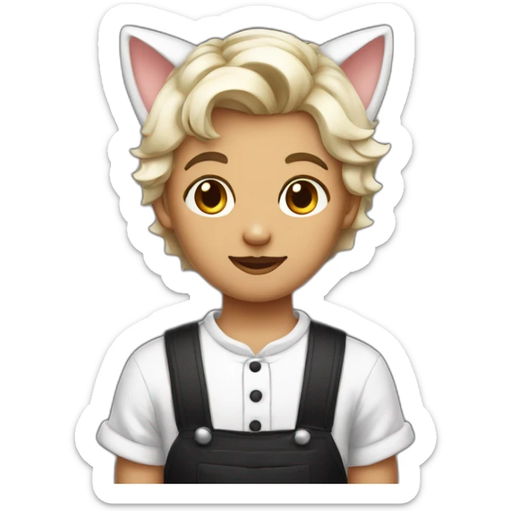 Boy with a french maid outfit and cat ears on his head sticker