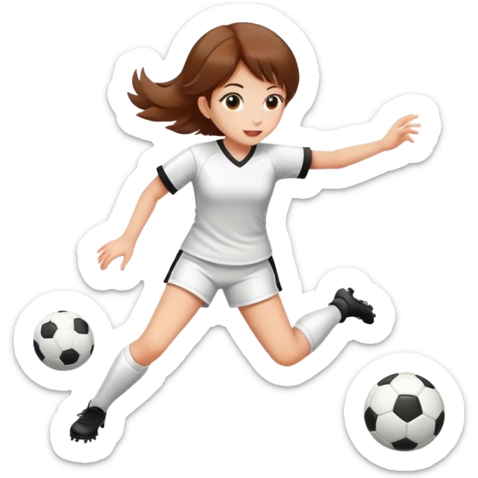 Girl with brown hair plays soccer and sushi  sticker