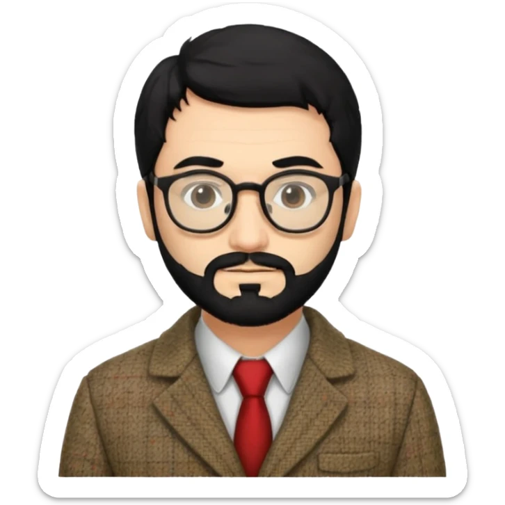 Professor in the la casa de papel TV show, with black hair and beard sticker