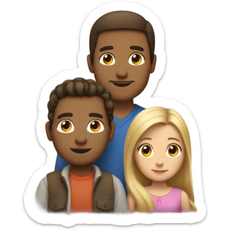 Puerto rican beard short brown hair  with blond long hair woman and brown long hair girl Family  sticker