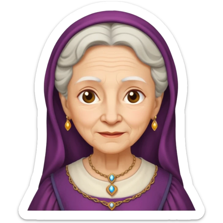 In medieval fairy tales, a kind and amiable grandmother who did not wear jewelry sticker
