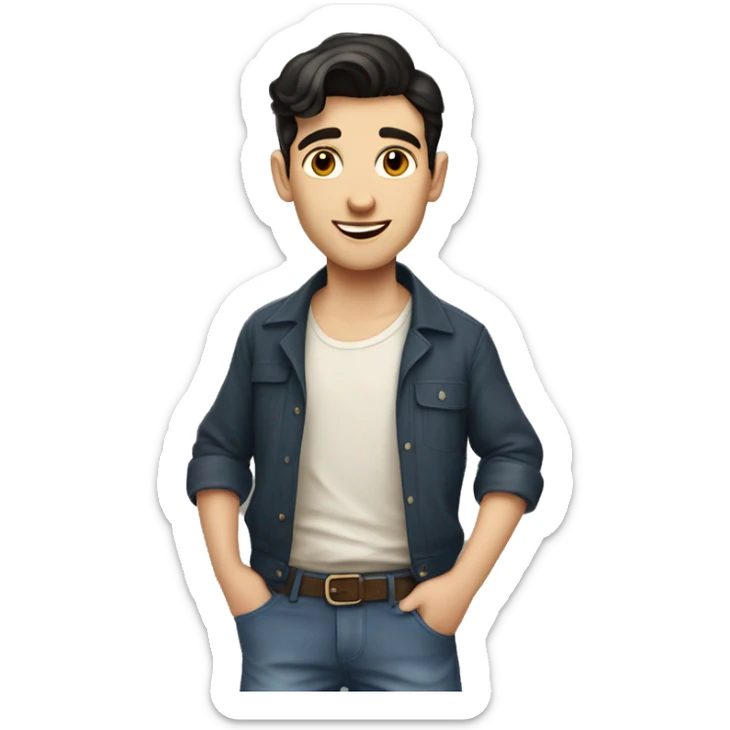 1940 young French guy with dark hair in casual clothes sticker