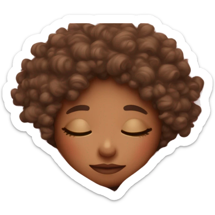 girl with curly hair fair skin sleeping cozied up in pink blanket sticker