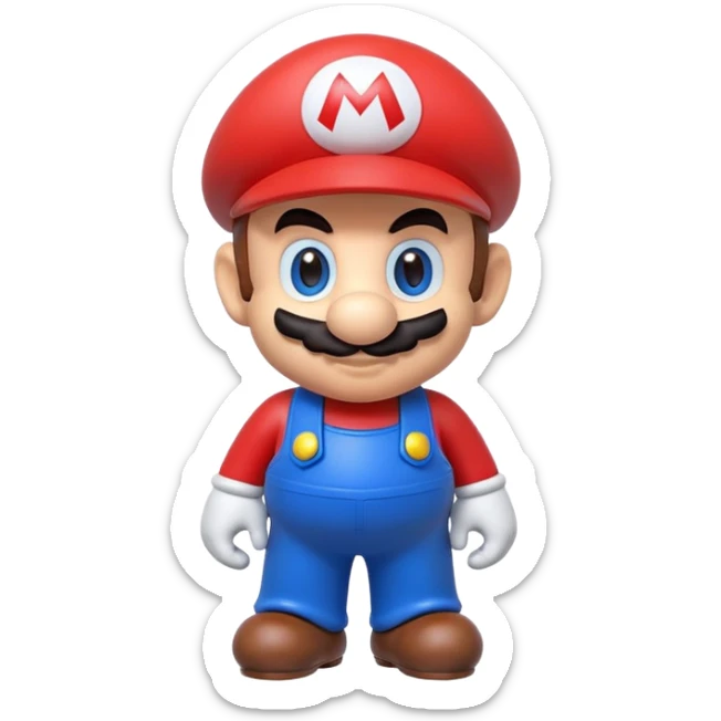 Isolated, detaile illustration of the most incredibly adorable Mario brothers
figurine imaginable, toy style. sticker