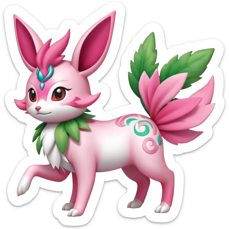 Shiny Exotic Sylveon-Skitty-Shaymin-Leafeon-Bayleaf-Meganium-Hybrid-Creature sticker