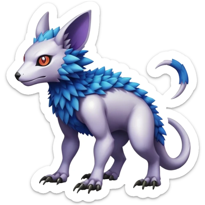  colorful warm modern cyber-Fakémon-Digimon-Trico-Vernid-creature (full body) sticker