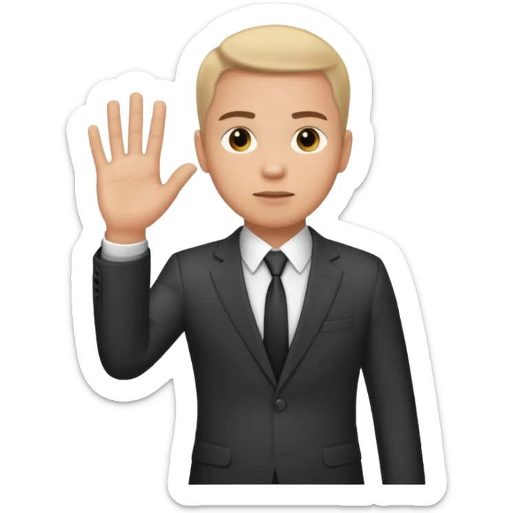 The businessman extends his hand to the side, as if he is about to give something. sticker