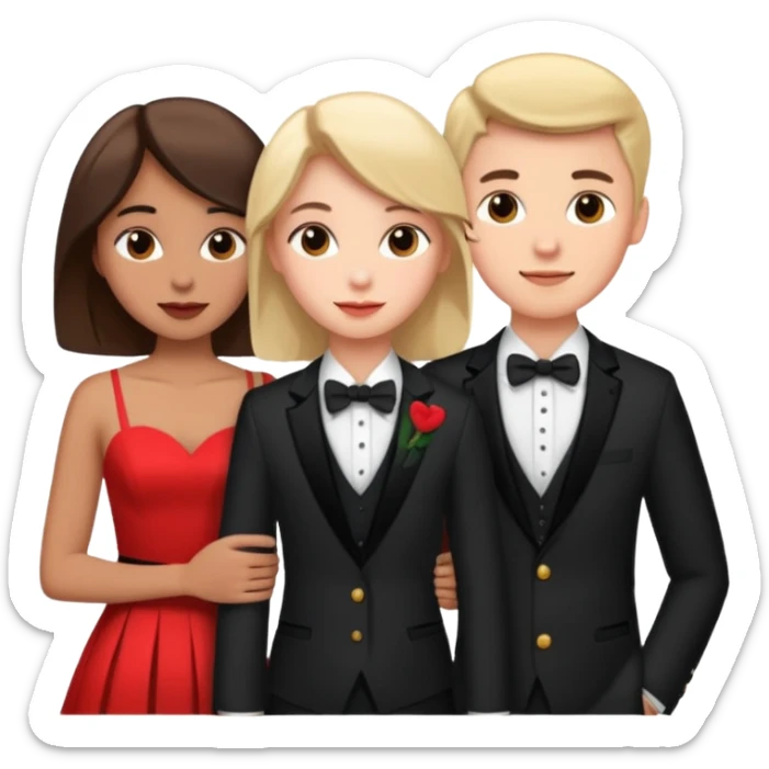 three people: two guys, one girl

they're in love, they're dressed sticker