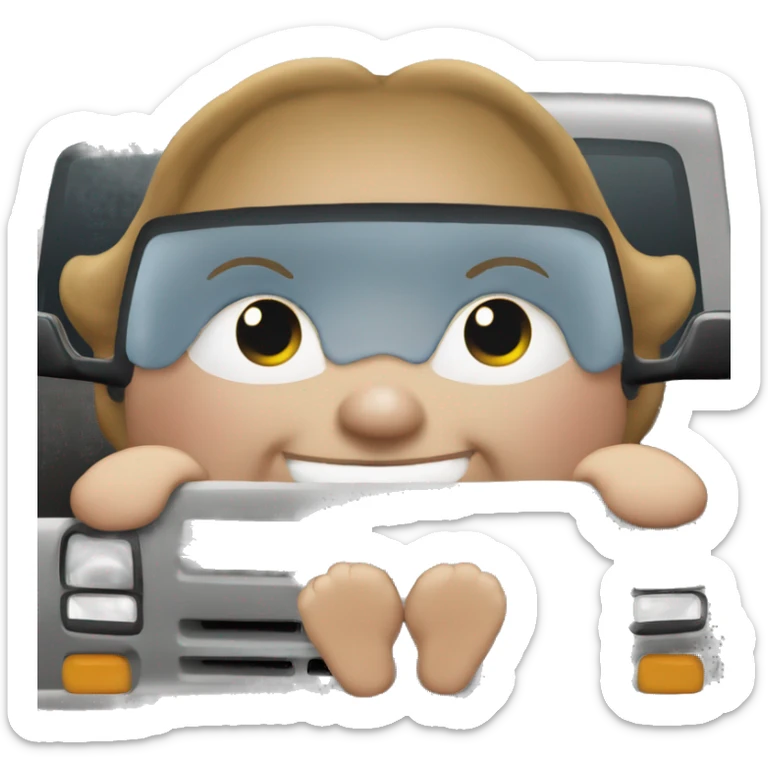 Extremely chubby woman sitting in the truck bed of a 2006 Chevy sliverado  sticker