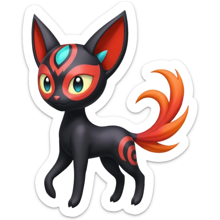 Colorful Meloetta-Litten-Darkrai-Pokémon-Fakémon-fusion-hybrid-creature sticker