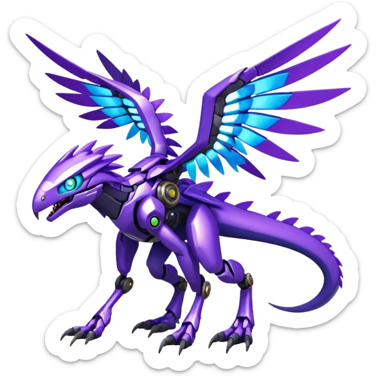 Shiny Futuristic Fakemon-Pokemon-Digimon-Spectrobes-Raptor-fusion, full body sticker