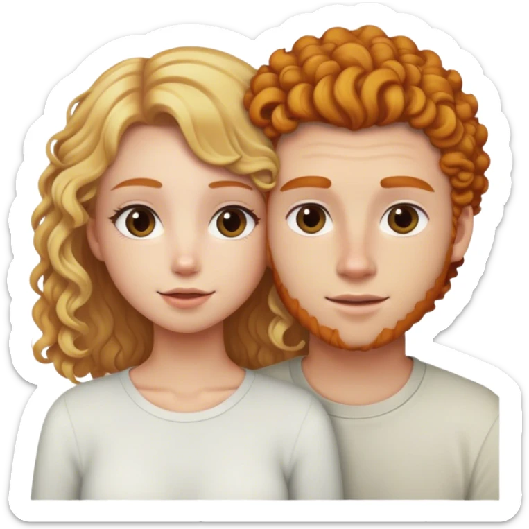 BLONDE GIRL WITH STRAIGHT HAIR and BOYFRIEND WITH GINGER CURLY HAIR  sticker